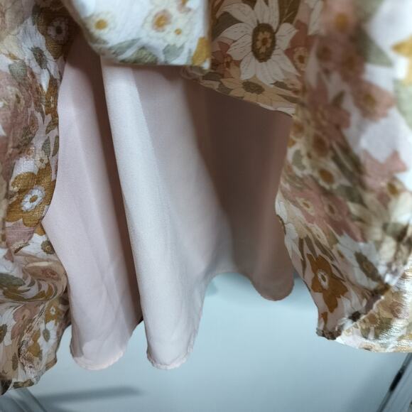 4681) Storia Retro Floral Puff Sleeve Baby Doll Cottagecore Mini Dress Medium - Picture 6 of 9